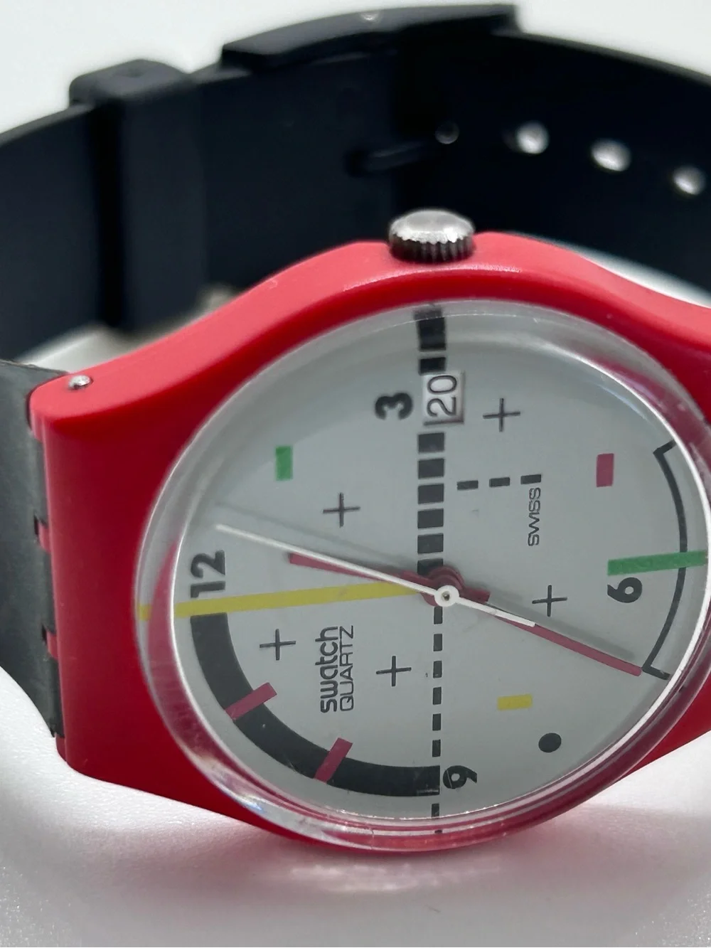 Vintage Swatch Red and Black Quartz Watch